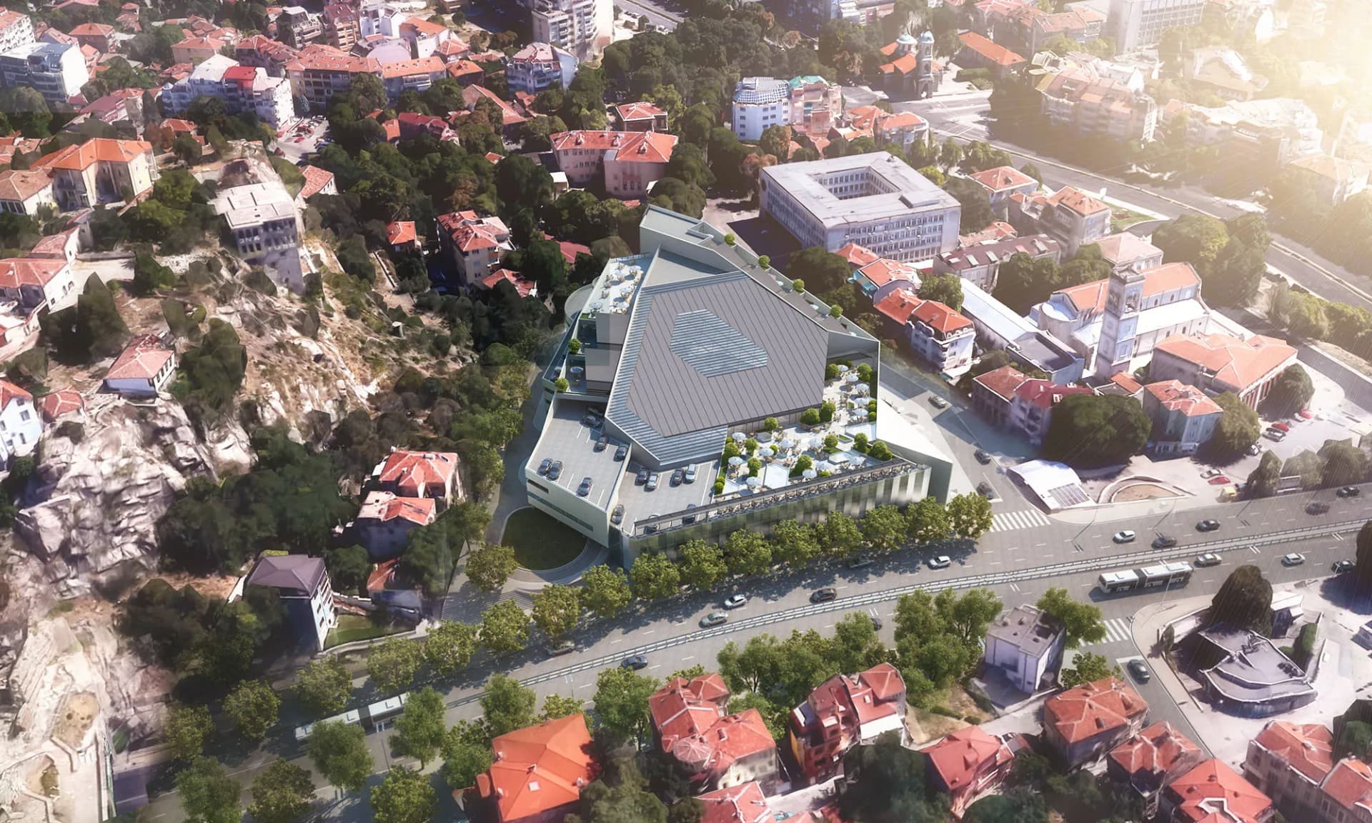 modern public building in the city center