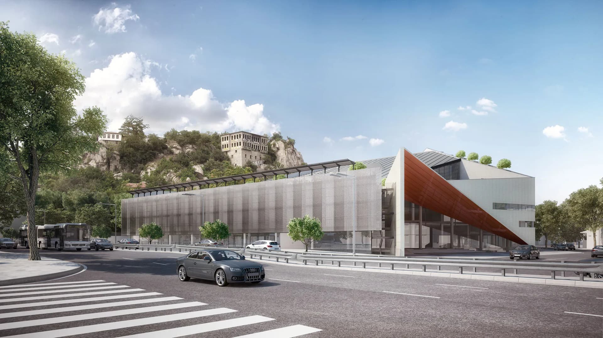 modern public building in the city center